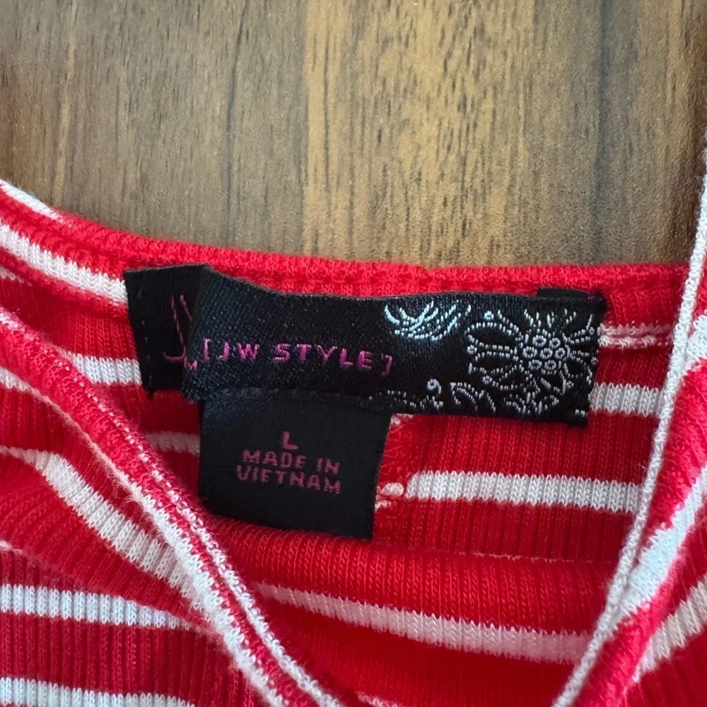 Red and White Striped Dress Women’s Size Large - Picture 4 of 8